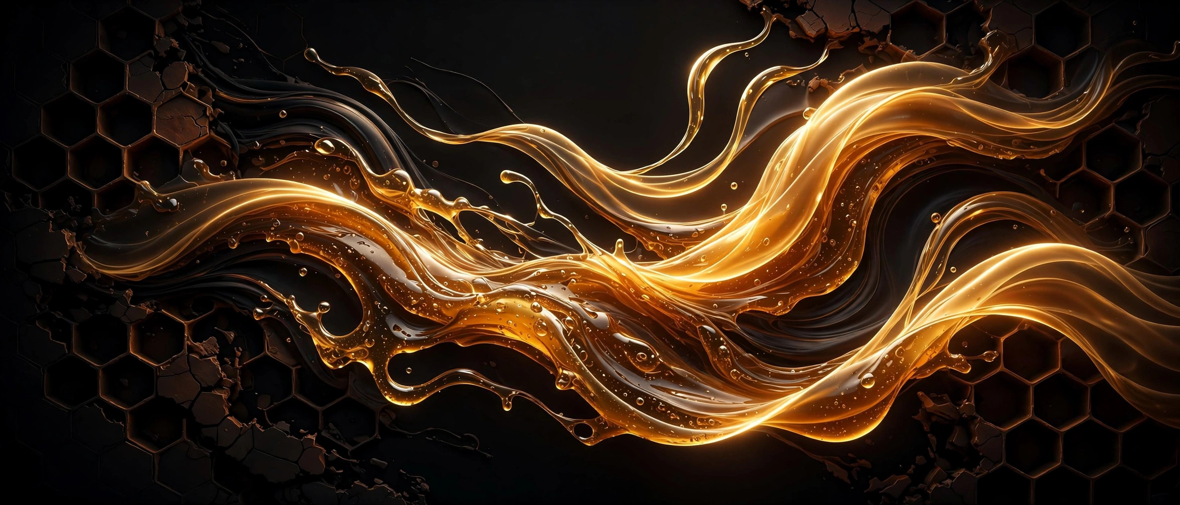 Abstract amber artwork representing 3Bees Labs engineering